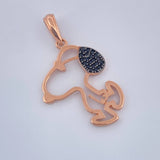 Dije Perrito 1.75gr / 1 1/4 in / Dos Oros Negro Rosa 18K &