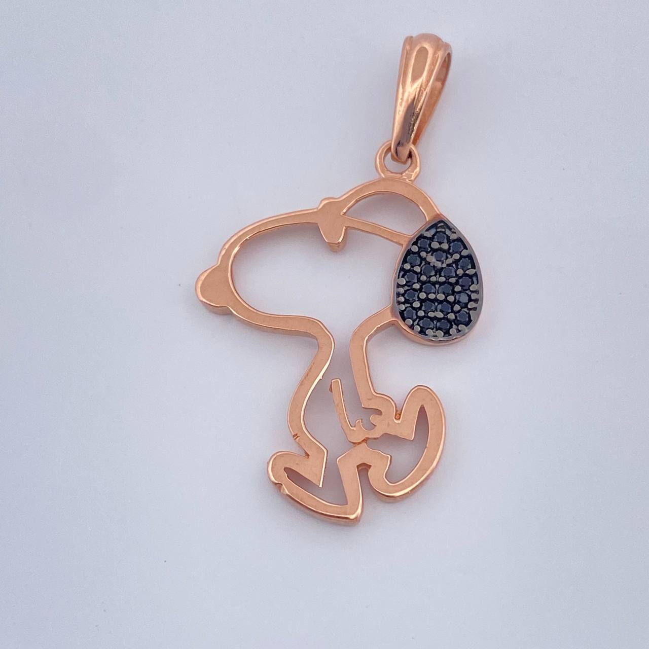 Dije Perrito 1.75gr / 1 1/4 in / Dos Oros Negro Rosa 18K &