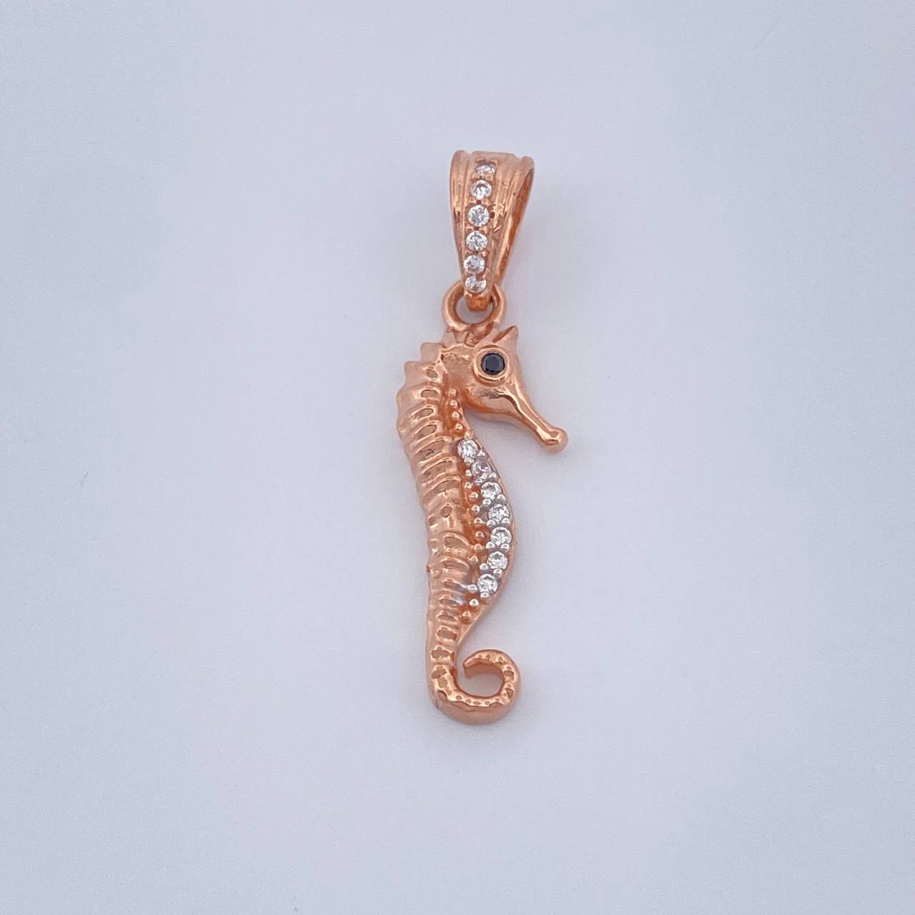 Dije Caballito De Mar 1.75gr / 1 in / Dos Oros Blanco Rosa 18K &