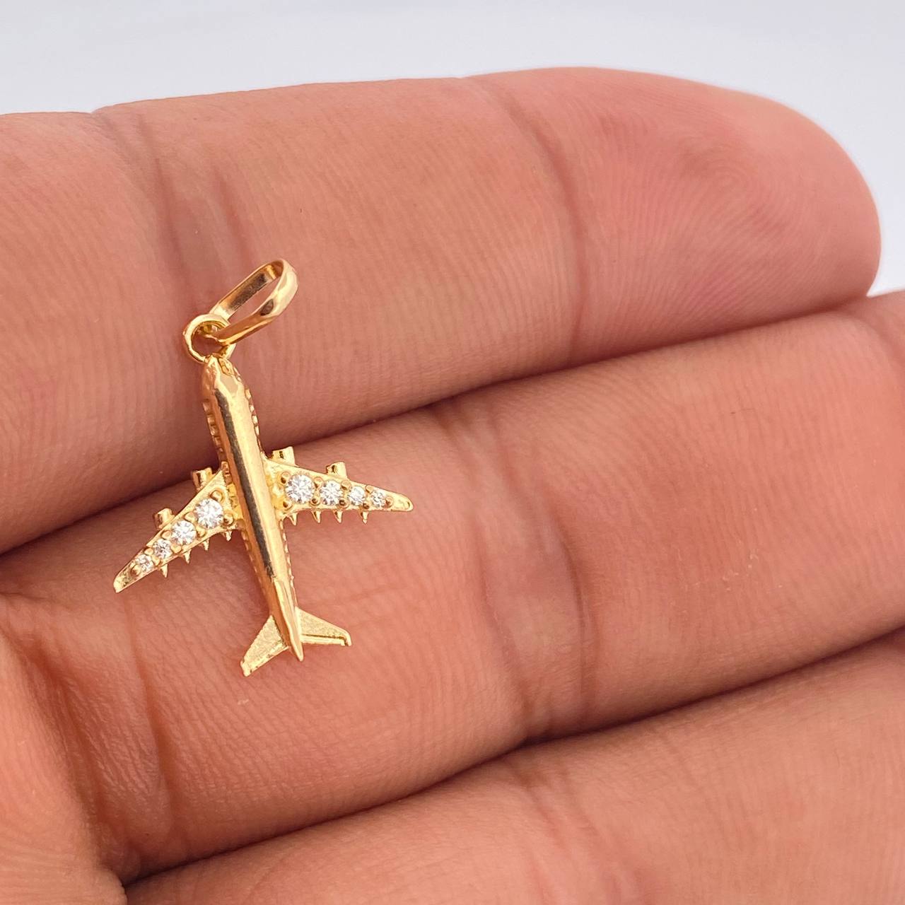 Dije Avion 1.15gr / 1 in / Oro Amarillo 18K &