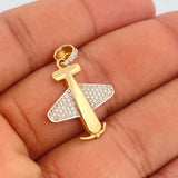 Dije Avion 2.65gr / 1 in / Dos Oros Amarillo Blanco 18K &