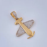 Dije Avion 2.65gr / 1 in / Dos Oros Amarillo Blanco 18K &