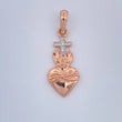 Dije Cruz Sagrado Corazon 2.1gr / 1 1/4 in / Dos Oros Blanco Rosa 18K &