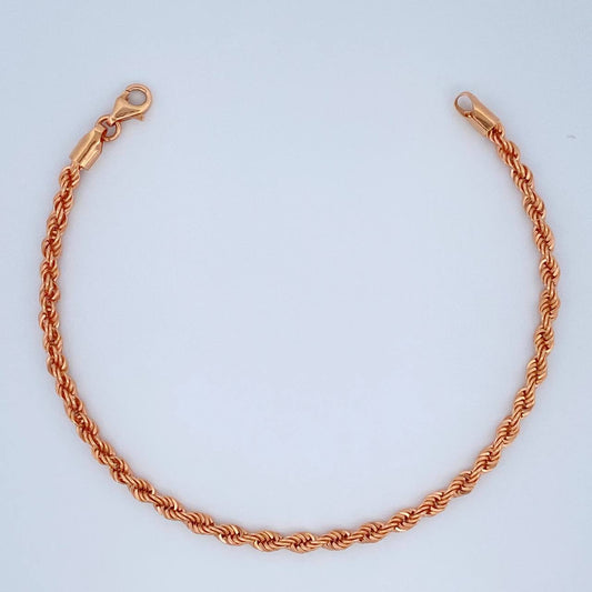 Rope Bracelet 2.85gr / 7 1/2 in / 3mm Rose Gold +3 18K &