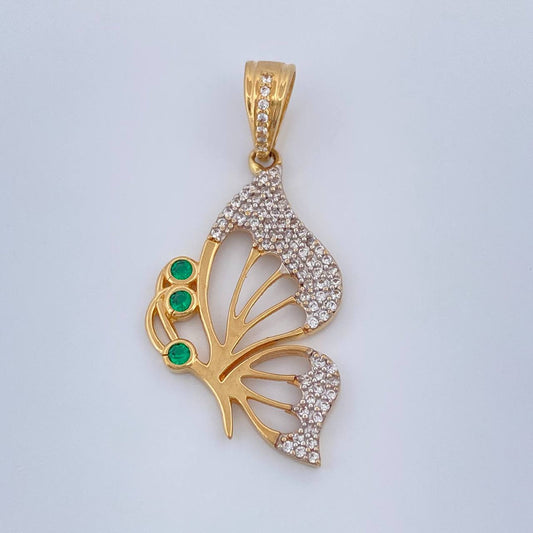 Dije Mariposa 3.65gr / 1 1/2 in / Dos Oros Amarillo Blanco 18K &