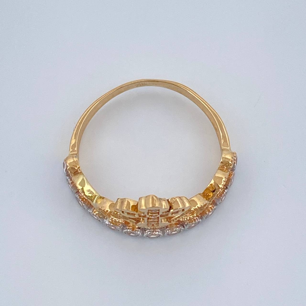 Anillo Corona Cruz 2.7g / T6 1/4 Dos Oros Amarillo Blanco 18K