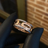 Link Ring 8.8gr T9 3/4 White Zirconia Two-tone Rose and White Gold