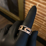 Link Ring 8.8gr T9 3/4 White Zirconia Two-tone Rose and White Gold