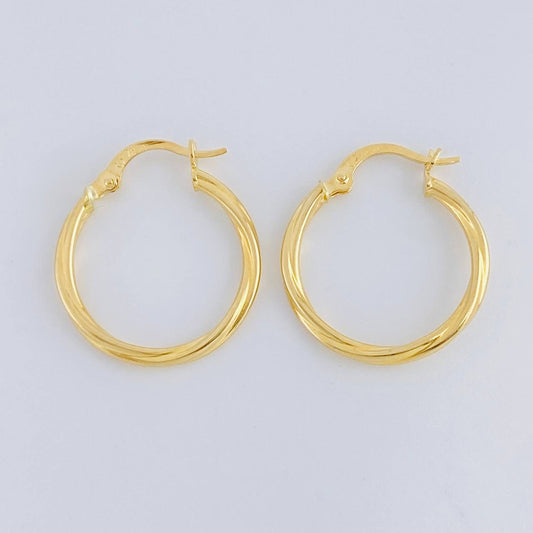Hoop Earrings Spiral 1.2g / 3/4 in Yellow Gold 18K