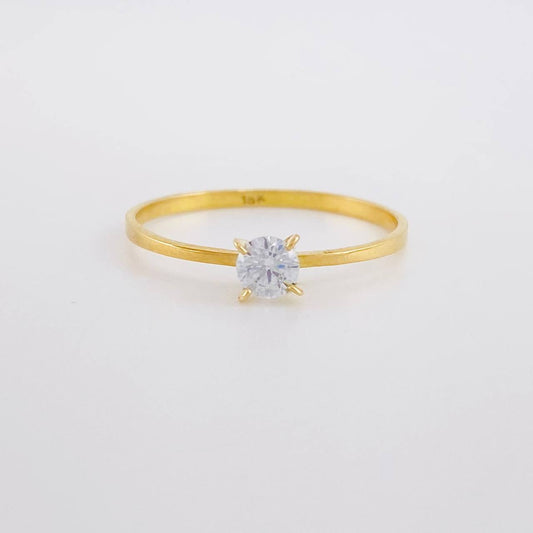 Solitaire Ring Four Prongs 1.1g / T8 Yellow Gold 18K