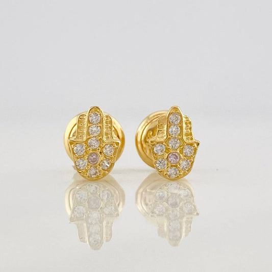 Stud Earrings Hamsa Hand 0.75g / in / 6.2mm Yellow Gold 18K