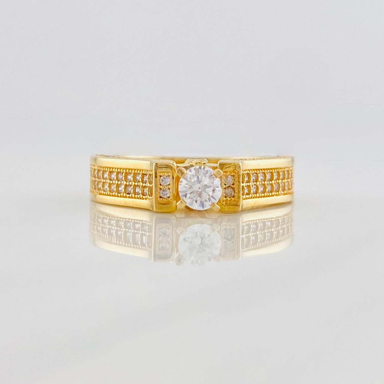 Bridge Solitaire Ring 4.95g / T6 1/2 Yellow Gold 18K