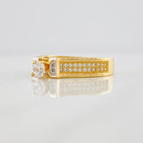 Anillo Solitario Puente 5.05g / T7 Dos Oros Amarillo Blanco 18K