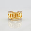 Anillo Eslabones Entrelazados 7.1g / T5 1/4 Dos Oros Amarillo Blanco 18K