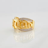 Anillo Eslabones Entrelazados 7.1g / T5 1/4 Dos Oros Amarillo Blanco 18K