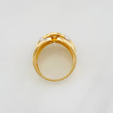Anillo Eslabones Entrelazados 7.1g / T5 1/4 Dos Oros Amarillo Blanco 18K