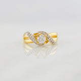 Anillo Solitario Entrelazado 3.5g / T5 3/4 Dos Oros Amarillo Blanco 18K
