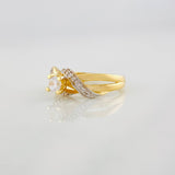 Anillo Solitario Entrelazado 3.5g / T5 3/4 Dos Oros Amarillo Blanco 18K