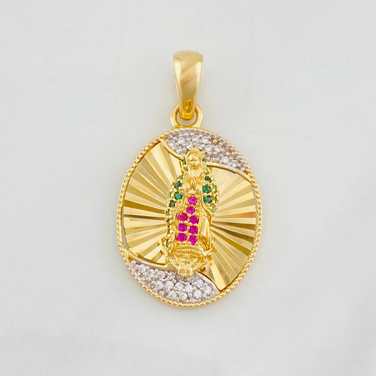 Dije Virgen de Guadalupe 4.6g / 1 1/4 in Dos Oros Amarillo Blanco 18K