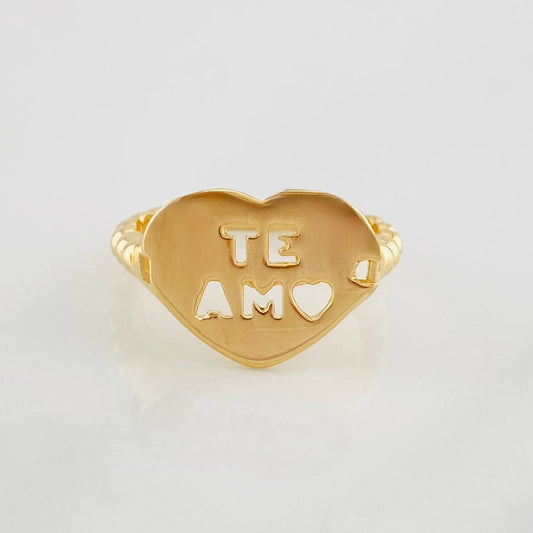 Anillo Corazon Te Amo 3.35g / T7 1/4 Oro Amarillo 18K