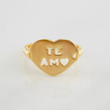 Anillo Corazon Te Amo 3.35g / T7 1/4 Oro Amarillo 18K