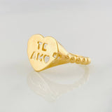 Anillo Corazon Te Amo 3.35g / T7 1/4 Oro Amarillo 18K
