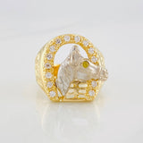 Anillo Herradura Caballo 14.05g / T10 1/4 Dos Oros Amarillo Blanco 18K