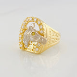 Anillo Herradura Caballo 14.05g / T10 1/4 Dos Oros Amarillo Blanco 18K