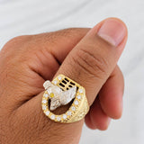 Anillo Herradura Caballo 14.05g / T10 1/4 Dos Oros Amarillo Blanco 18K