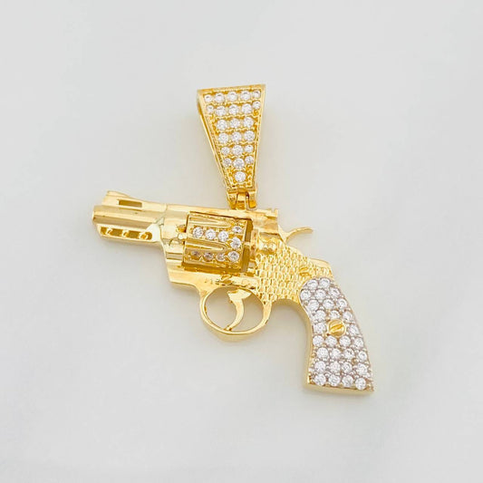 Dije Revolver 4.05g / 3/4 in Dos Oros Amarillo Blanco 18K