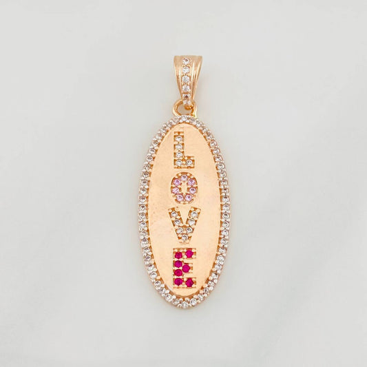 Dije Placa Love 3.15g / 1 1/4 in Oro Rosa 18K