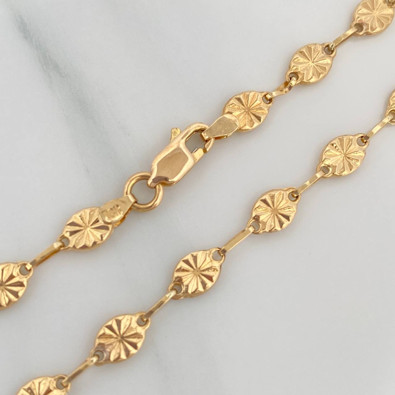 Diamond Cut Link Bracelet 2.8 g / 7 1/4 in / 4.4 mm 18K Yellow Gold