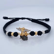 Pulsera Tejida Negra San Miguel Arcangel 3.5gr / 4mm Tres Oros 18K %