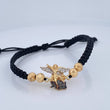 Pulsera Tejida Negra San Miguel Arcangel 3.55gr / 6mm Tres Oros 18K %