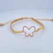 Pulsera Tejida Beige Silueta Mariposa 1.45gr / 3mm Oro Amarillo 18K %