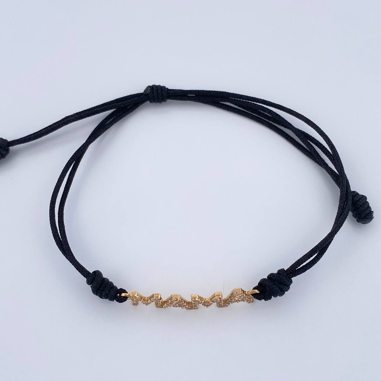 Pulsera Tejida Negra Mamá 1.4gr / Oro Amarillo 18K %