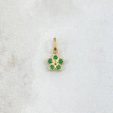 Dije Flor  0.35gr / 1.3cm / Circones Verdes Oro Amarillo 18K