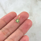Dije Flor  0.35gr / 1.3cm / Circones Verdes Oro Amarillo 18K