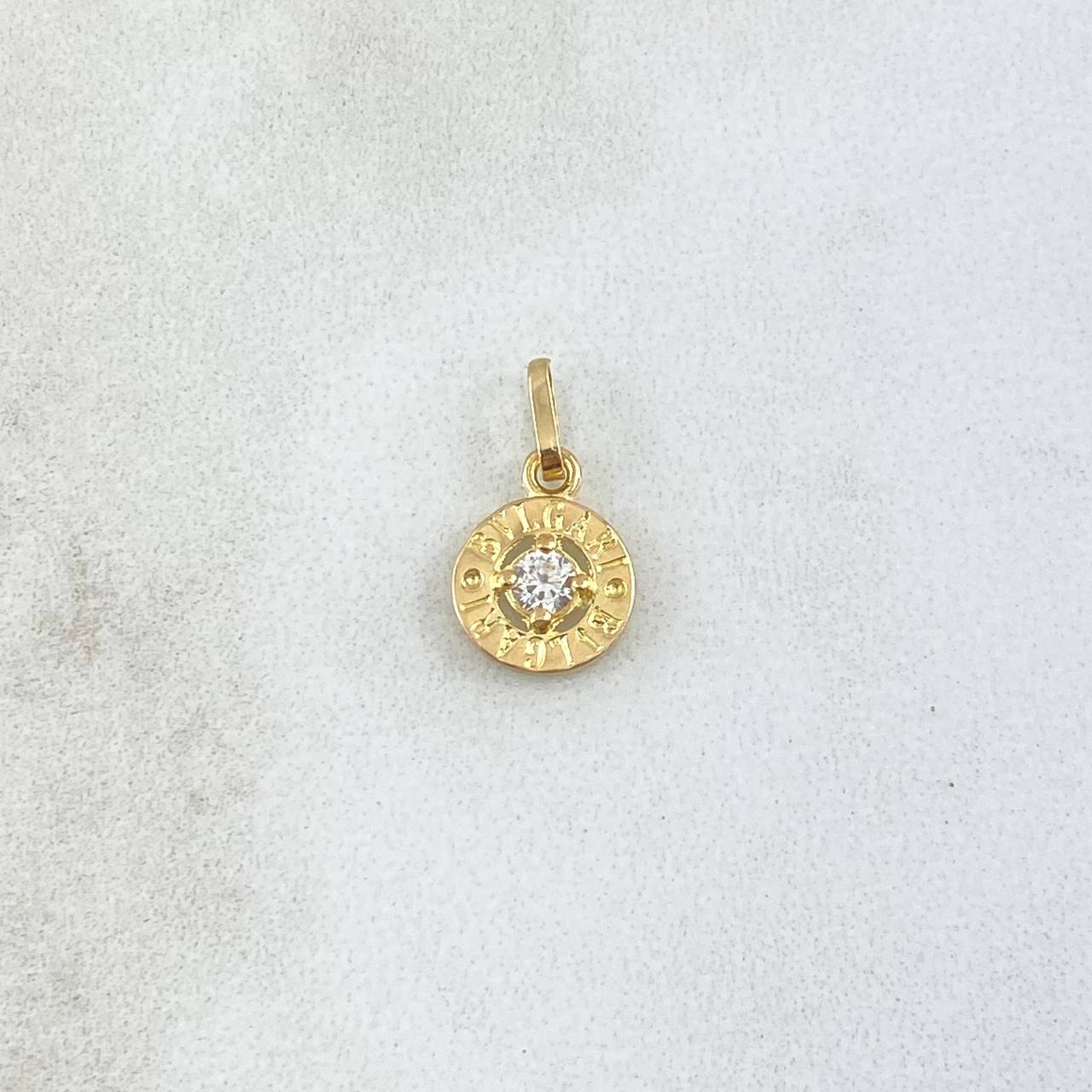 Pendant Rustic 0.6gr / 1.3cm / White Zircon 18K Yellow Gold
