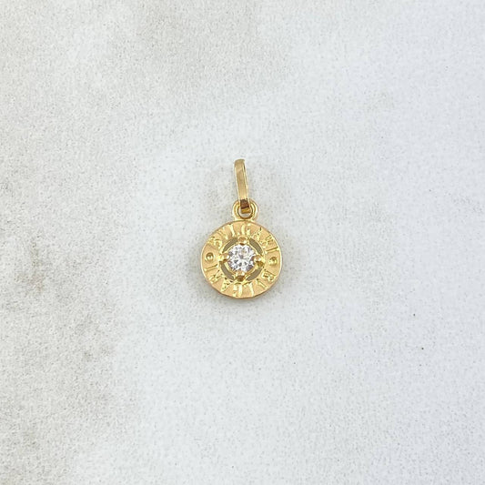 Pendant Rustic 0.6gr / 1.3cm / White Zircon 18K Yellow Gold