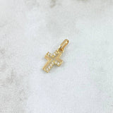 Dije Cruz Parcial 0.35gr / 1.5cm / Circones Blancos Oro Amarillo 18K