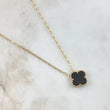 Classic Link Chain Clover VCyA 4.5gr / 50cm / 1.5mm Black Onyx Dotted Yellow Gold 18K