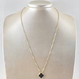 Classic Link Chain Clover VCyA 4.5gr / 50cm / 1.5mm Black Onyx Dotted Yellow Gold 18K