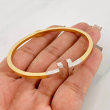 Pulso Aro Doble T 8.65g / 7 1/2 in / 3.1mm Dos Oros Amarillo Blanco 18K
