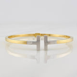 Pulso Aro Doble T 8.65g / 7 1/2 in / 3.1mm Dos Oros Amarillo Blanco 18K