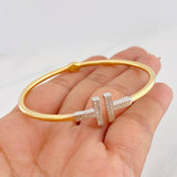 Bracelet Double Hoop T 7.3g / 6 in / 2.9mm Yellow Gold/ White Gold 18K