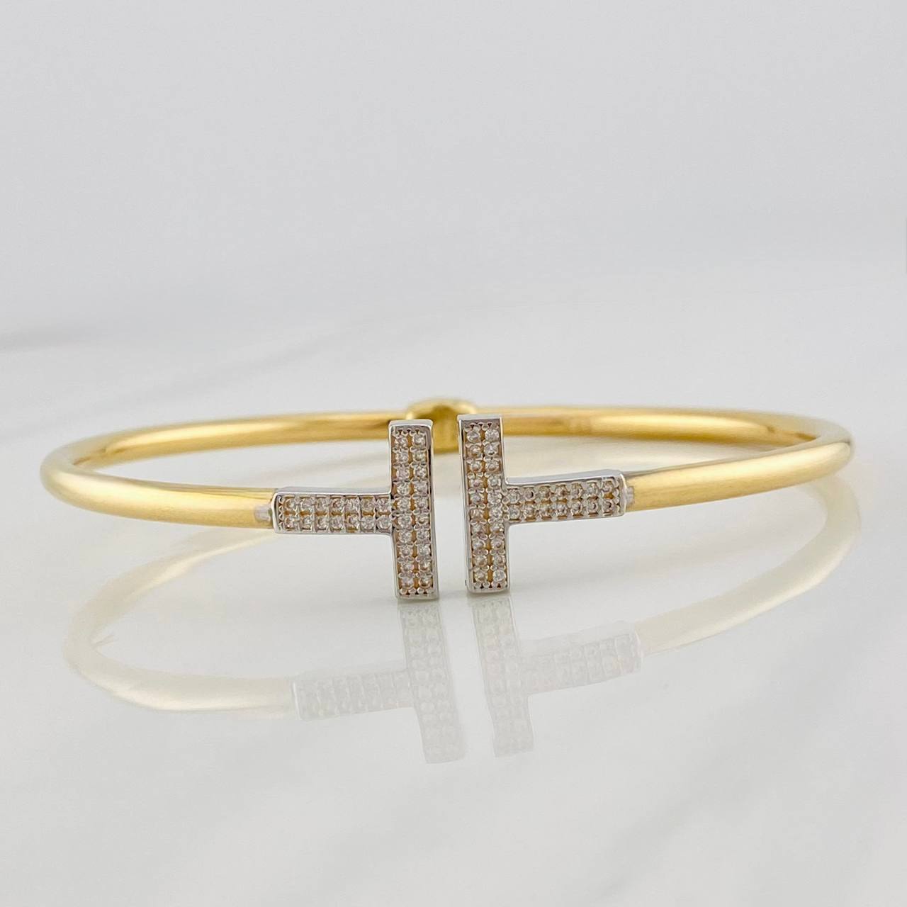 Bracelet Double Hoop T 7.3g / 6 in / 2.9mm Yellow Gold/ White Gold 18K