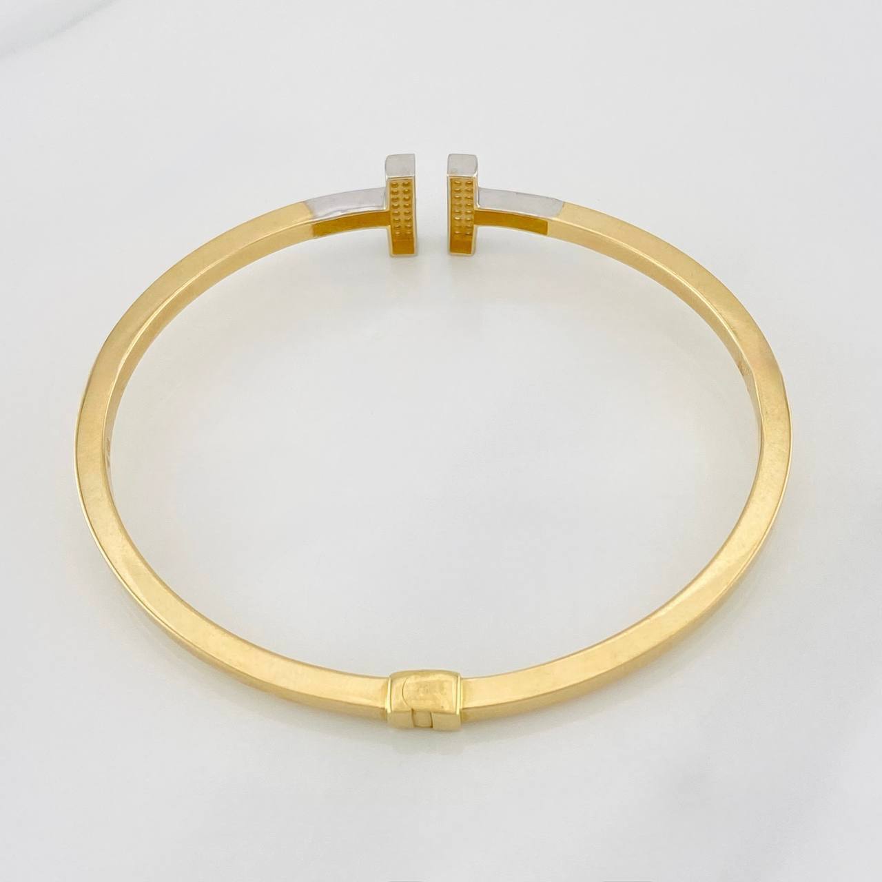 Bracelet Double Hoop T 8.85g / 7 1/2 in / 3mm Two Yellow White Gold 18K