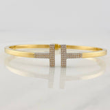Bracelet Double Hoop T 8.85g / 7 1/2 in / 3mm Two Yellow White Gold 18K