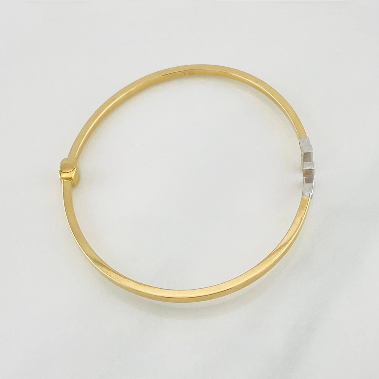 Pulso Aro Doble T 5.4g / 7 1/2 in / 1.9mm Dos Oros Amarillo Blanco 18K